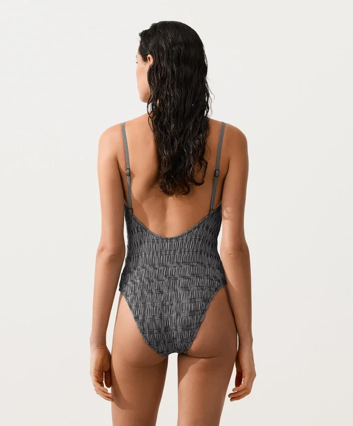 Maillot de bain bandeau en smock vichy Maillot de bain bandeau en smock vichy