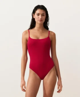 Maillot de bain à col rond en piqué