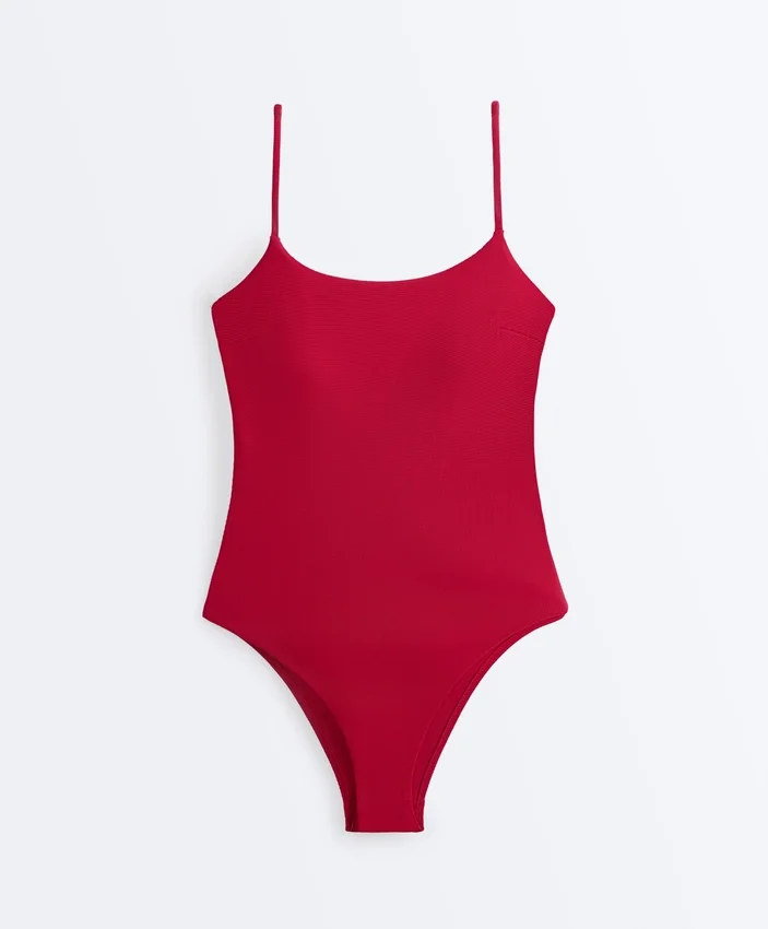 Maillot de bain à col rond en piqué Maillot de bain à col rond en piqué