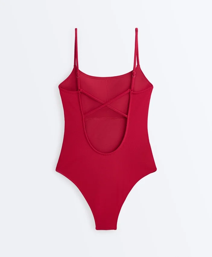 Maillot de bain à col rond en piqué Maillot de bain à col rond en piqué