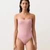 Maillot de bain à col rond rayé