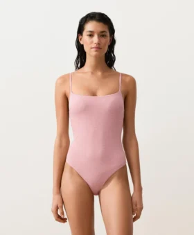 Maillot de bain à col rond rayé