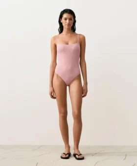 Maillot de bain à col rond rayé
