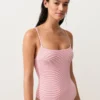 Maillot de bain à col rond rayé