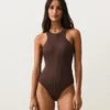 Maillot de bain dos nu à côtes Maillot de bain dos nu à côtes