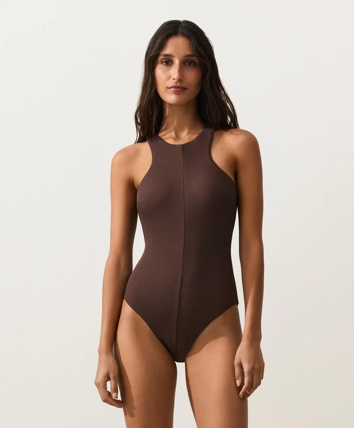 Maillot de bain dos nu à côtes Maillot de bain dos nu à côtes