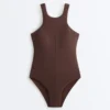 Maillot de bain dos nu à côtes Maillot de bain dos nu à côtes