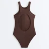 Maillot de bain dos nu à côtes Maillot de bain dos nu à côtes