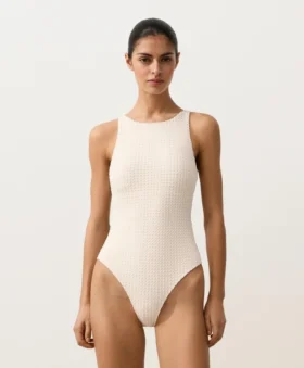 Maillot de bain dos nu en crochet à texture bulle