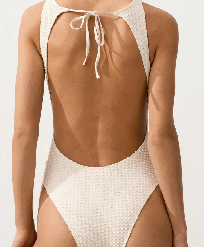 Maillot de bain dos nu en crochet à texture bulle Maillot de bain dos nu en crochet à texture bulle