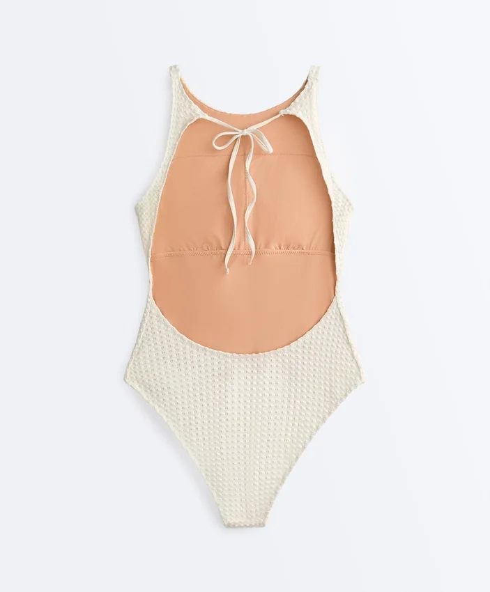 Maillot de bain dos nu en crochet à texture bulle Maillot de bain dos nu en crochet à texture bulle