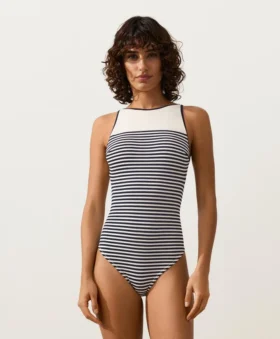 Maillot de bain dos nu à rayures