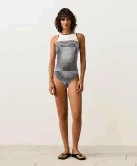 Maillot de bain dos nu à rayures
