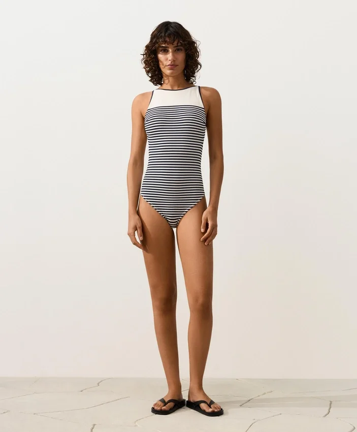 Maillot de bain dos nu à rayures Maillot de bain dos nu à rayures