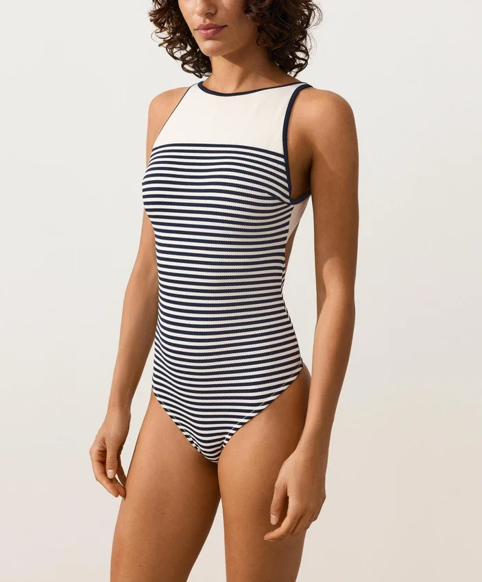 Maillot de bain dos nu à rayures Maillot de bain dos nu à rayures