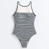 Maillot de bain dos nu à rayures Maillot de bain dos nu à rayures