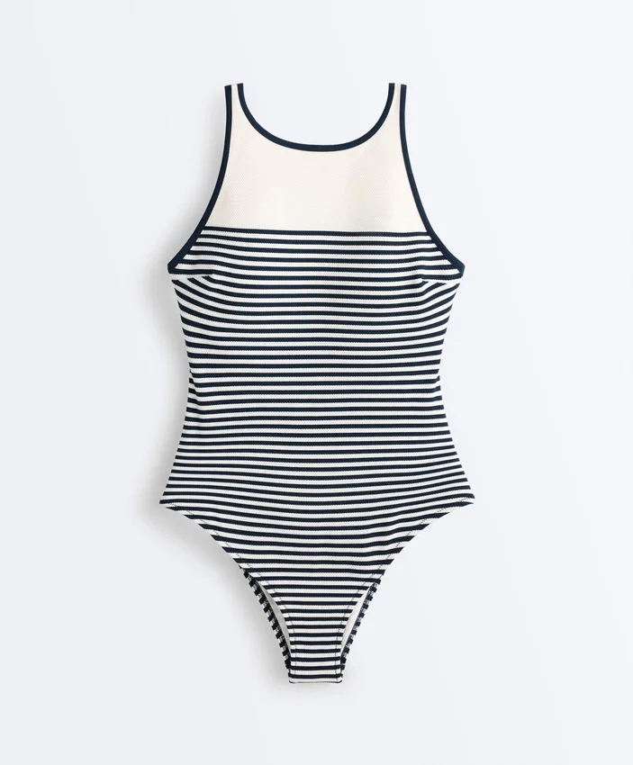 Maillot de bain dos nu à rayures Maillot de bain dos nu à rayures