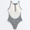 Maillot de bain dos nu à rayures Maillot de bain dos nu à rayures