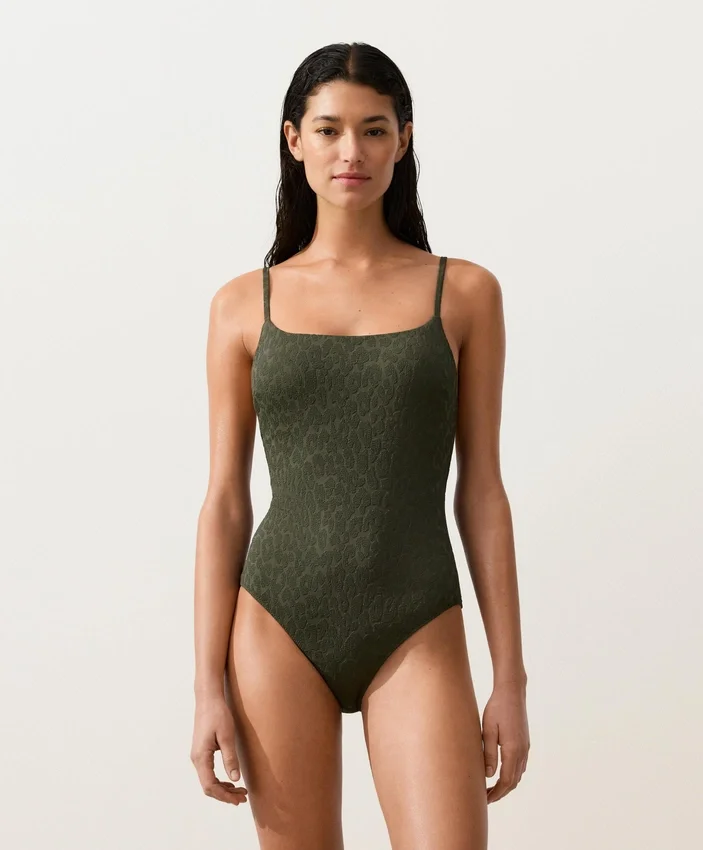 Maillot de bain texturé à imprimé léopard Maillot de bain texturé à imprimé léopard