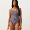 Maillot de bain triangle à rayures texturées Maillot de bain triangle à rayures texturées