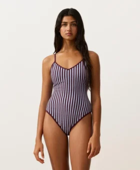 Maillot de bain triangle à rayures texturées Maillot de bain triangle à rayures texturées