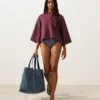 Maillot de bain triangle à rayures texturées Maillot de bain triangle à rayures texturées