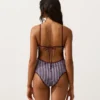 Maillot de bain triangle à rayures texturées Maillot de bain triangle à rayures texturées