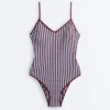 Maillot de bain triangle à rayures texturées Maillot de bain triangle à rayures texturées
