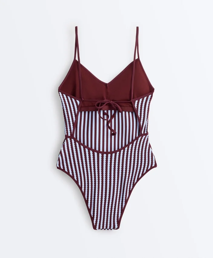 Maillot de bain triangle à rayures texturées Maillot de bain triangle à rayures texturées