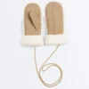Moufles en cuir avec imitation de peaux lainées Moufles en cuir avec imitation de peaux lainées