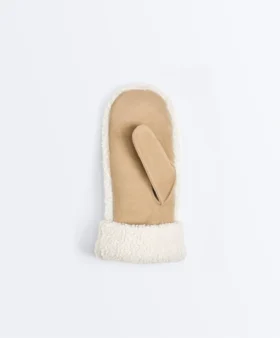 Moufles en cuir avec imitation de peaux lainées