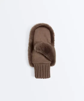 Moufles en fausse fourrure avec poignet élastiqué Moufles en fausse fourrure avec poignet élastiqué
