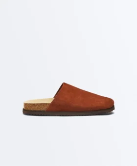 Mules en cuir refendu