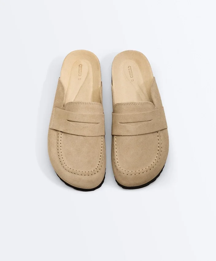 Mules en cuir refendu Mules en cuir refendu