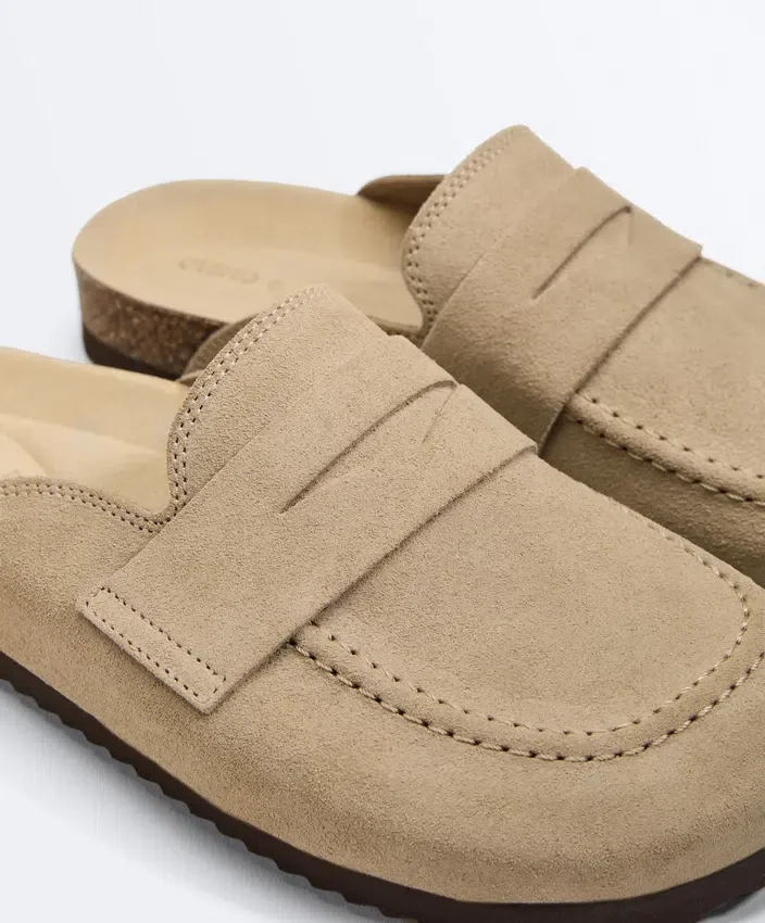 Mules en cuir refendu Mules en cuir refendu
