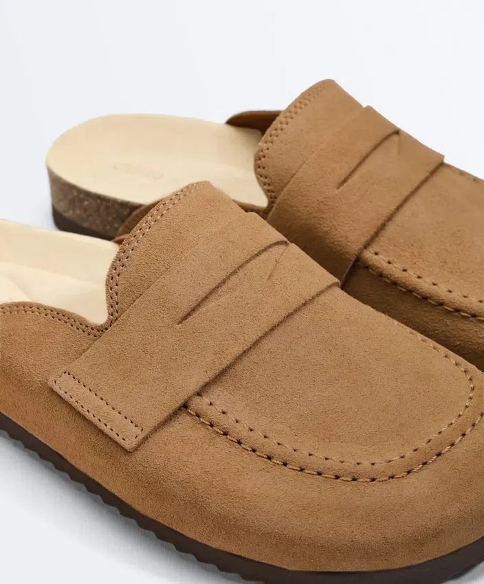 Mules en cuir refendu Mules en cuir refendu