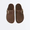 Mules en cuir refendu à boucle Mules en cuir refendu à boucle