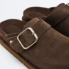 Mules en cuir refendu à boucle Mules en cuir refendu à boucle