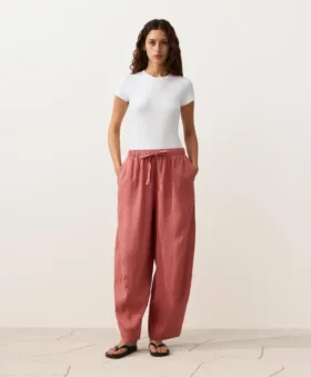Pantalon bouffant 100 % lin