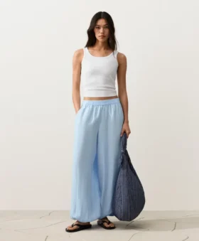 Pantalon bouffant 100 % lin