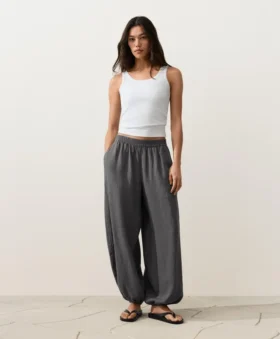 Pantalon bouffant 100 % lin