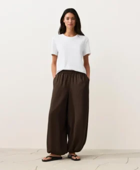 Pantalon bouffant 100 % lin