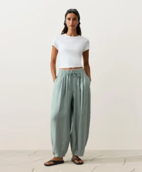 Pantalon bouffant 100 % lin