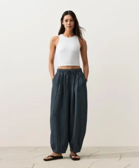 Pantalon bouffant 100 % lin