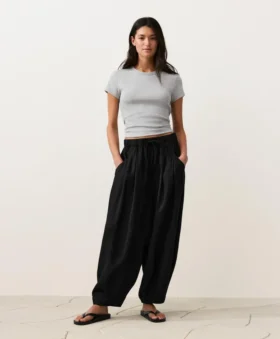 Pantalon bouffant 100 % lin