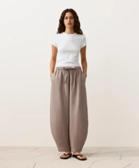Pantalon bouffant 100 % lin