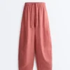 Pantalon bouffant 100 % lin