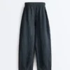 Pantalon bouffant 100 % lin