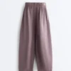 Pantalon bouffant 100 % lin