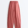 Pantalon bouffant 100 % lin